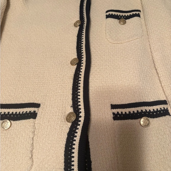 J. Crew Cream Textured Sweater with Black Trim - Picture 8 of 10